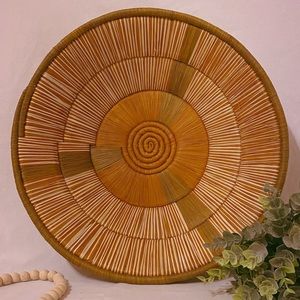 Woven raffia wicker basket